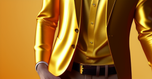 rich man in shining gold shirt, 3d photo