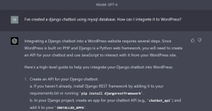 Django chatbot using MySQL database. How can I integrate it to WordPress
